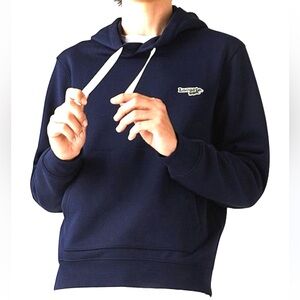 Lacoste Wording Non Brushed Hoodie Navy Heavyweight Cotton Minimlaist-Medium